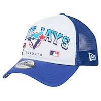 Men's New Era White Toronto Blue Jays Retro Wordmark 9FORTY A-Frame Trucker Adjustable Hat