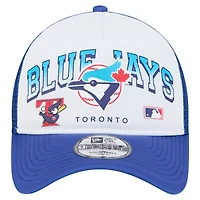 Men's New Era White Toronto Blue Jays Retro Wordmark 9FORTY A-Frame Trucker Adjustable Hat