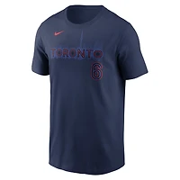 T-shirt avec nom et numéro Nike Alek Manoah pour hommes, bleu marine, Toronto Blue Jays 2024 City Connect
