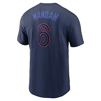 T-shirt avec nom et numéro Nike Alek Manoah pour hommes, bleu marine, Toronto Blue Jays 2024 City Connect