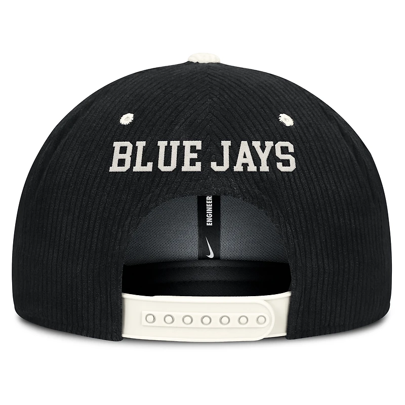 Casquette Nike Toronto Blue Jays Pro Performance en velours côtelé noir pour homme