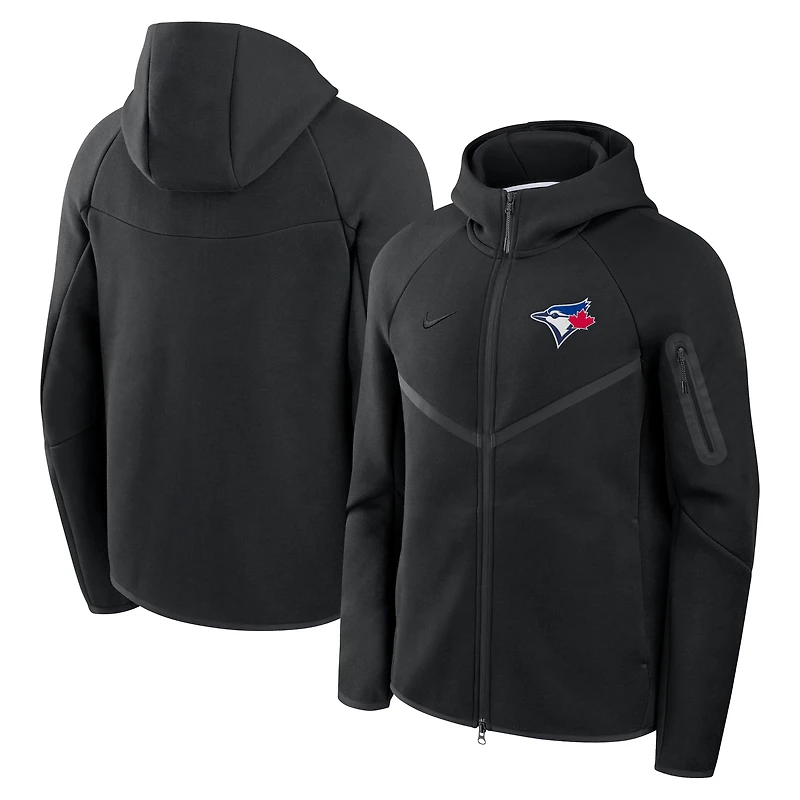 Men's Nike Black Toronto Blue Jays Tech Fleece Raglan Full-Zip Windrunner Hoodie