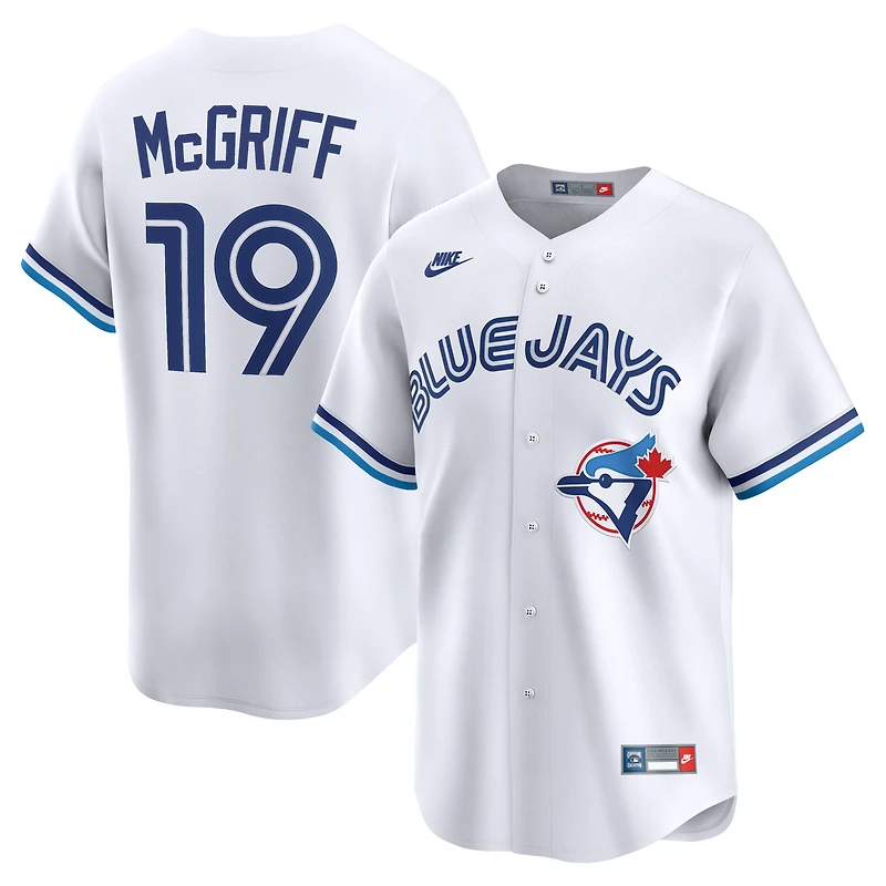 Maillot réplique domicile Nike Fred McGriff blanc des Blue Jays de Toronto, collection Cooperstown, pour homme