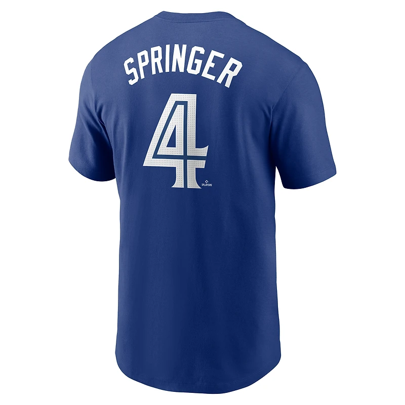 T-shirt Nike George Springer Royal Toronto Blue Jays Fuse pour homme avec nom et numéro