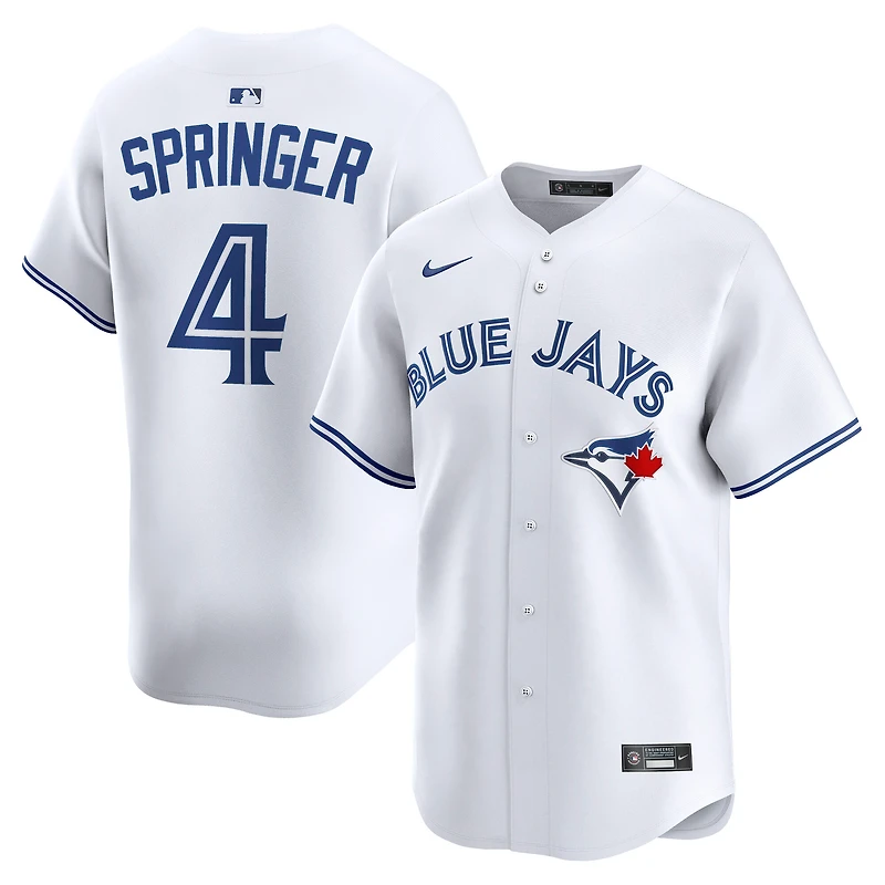 Maillot de joueur Nike George Springer blanc Toronto Blue Jays à domicile en édition limitée pour homme