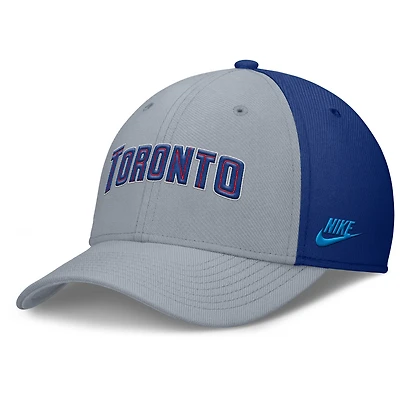 Casquette Nike Performance Flex Rise Swoosh des Blue Jays de Toronto pour homme, gris/bleu roi