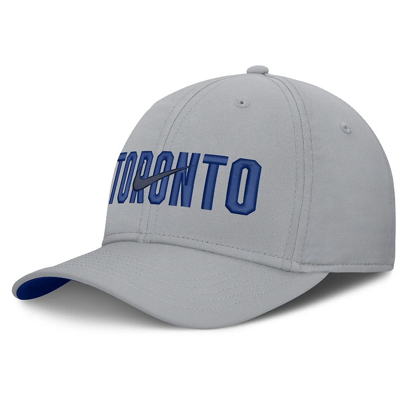 Casquette Nike Primetime Rise Dri-FIT Flex grise pour homme, Blue Jays de Toronto