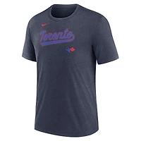 Men's Nike Heather Navy Toronto Blue Jays City Connect Script Tri-Blend T-Shirt