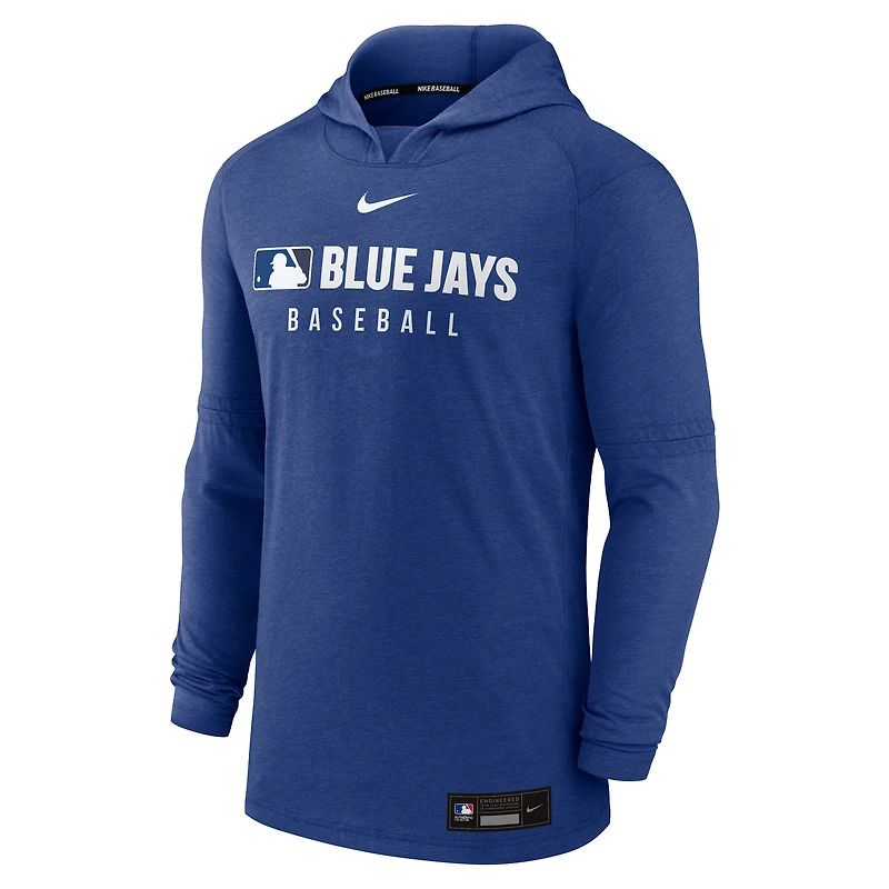 Men's Nike Heather Royal Toronto Blue Jays Authentic Collection Tri-Blend Dri-FIT Hoodie
