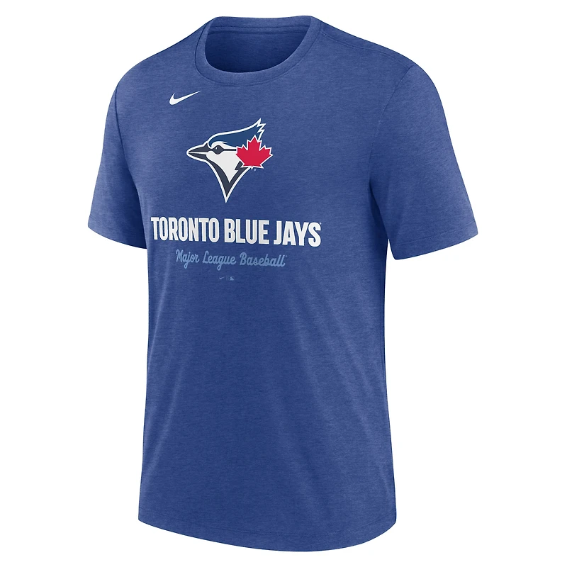 Men's Nike Heather Royal Toronto Blue Jays Logo Tri-Blend T-Shirt