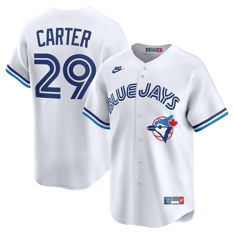 Maillot domicile Nike Joe Carter blanc des Blue Jays de Toronto, collection Cooperstown, édition limitée pour homme