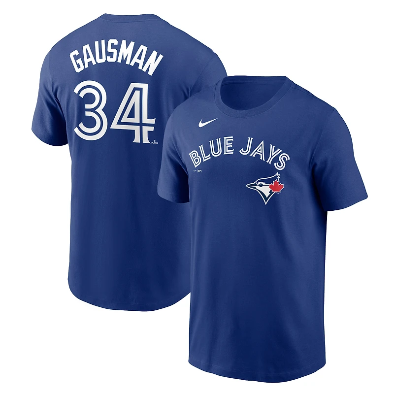 T-shirt Nike Kevin Gausman pour hommes, bleu marine, nom et numéro des Blue Jays de Toronto