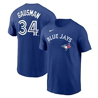 T-shirt Nike Kevin Gausman pour hommes, bleu marine, nom et numéro des Blue Jays de Toronto