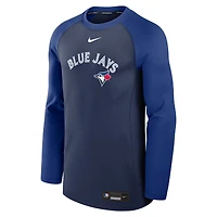 Men's Nike Navy/Royal Toronto Blue Jays Authentic Collection Game Time Raglan Performance Long Sleeve T-Shirt