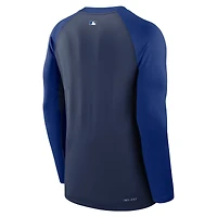 Men's Nike Navy/Royal Toronto Blue Jays Authentic Collection Game Time Raglan Performance Long Sleeve T-Shirt