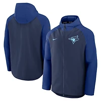 Veste Nike bleu marine/bleu royal Toronto Blue Jays Authentic Collection Raglan Performance entièrement zippée pour homme