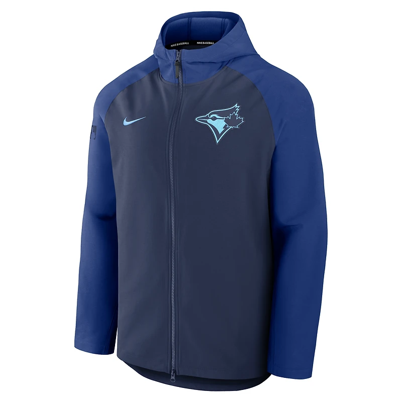 Veste Nike bleu marine/bleu royal Toronto Blue Jays Authentic Collection Raglan Performance entièrement zippée pour homme