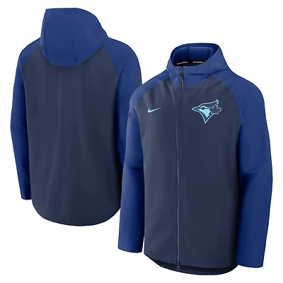 Veste Nike bleu marine/bleu royal Toronto Blue Jays Authentic Collection Raglan Performance entièrement zippée pour homme