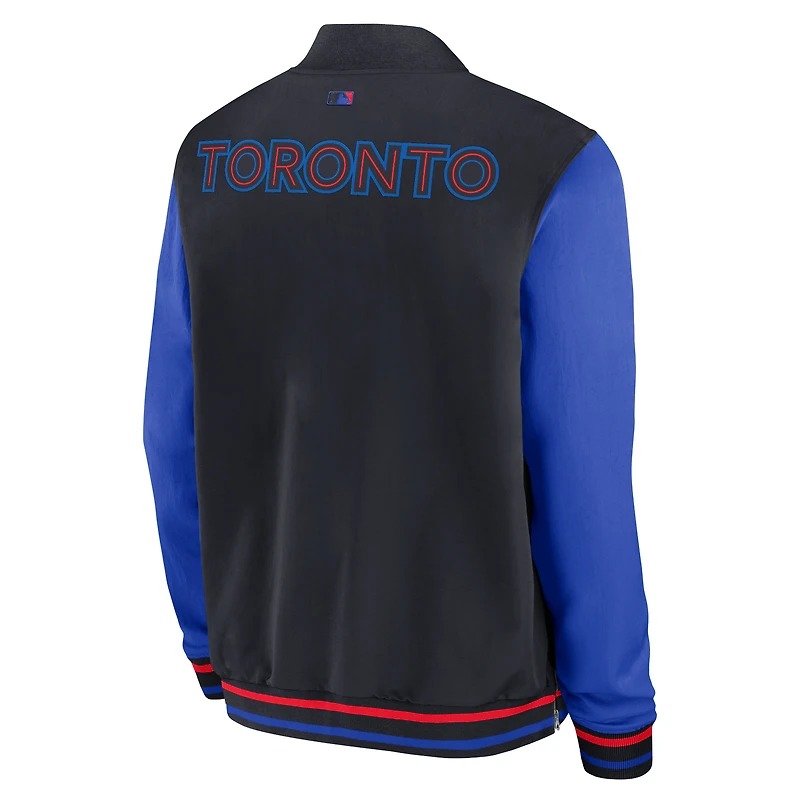 Men's Nike Navy Toronto Blue Jays 2024 City Connect Authentic Collection Game Time Full-Zip Bomber Jacket