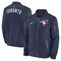 Veste aviateur Nike bleu marine à fermeture éclair intégrale pour homme, collection authentique des Blue Jays de Toronto