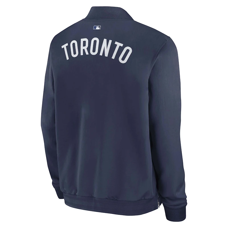 Men's Nike Navy Toronto Blue Jays Authentic Collection Dugout Relaxed Full-Zip Bomber Jacket