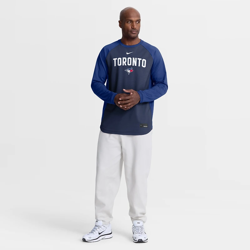 Men's Nike Navy Toronto Blue Jays Authentic Collection Raglan Dri-FIT Sweatshirt