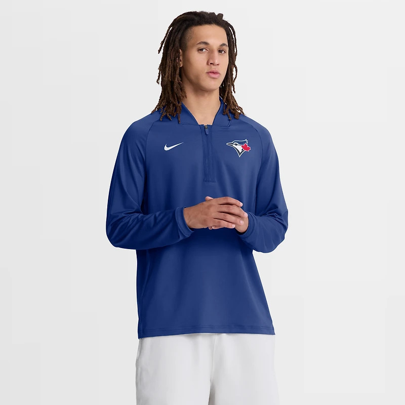 Pull-over Nike Dri-FIT à demi-zip raglan de la collection Authentic des Blue Jays Toronto (bleu royal) pour homme