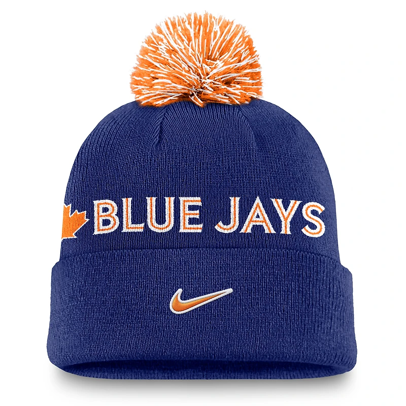 Men's Nike Royal Toronto Blue Jays Peak Cuffed Knit Hat with Pom