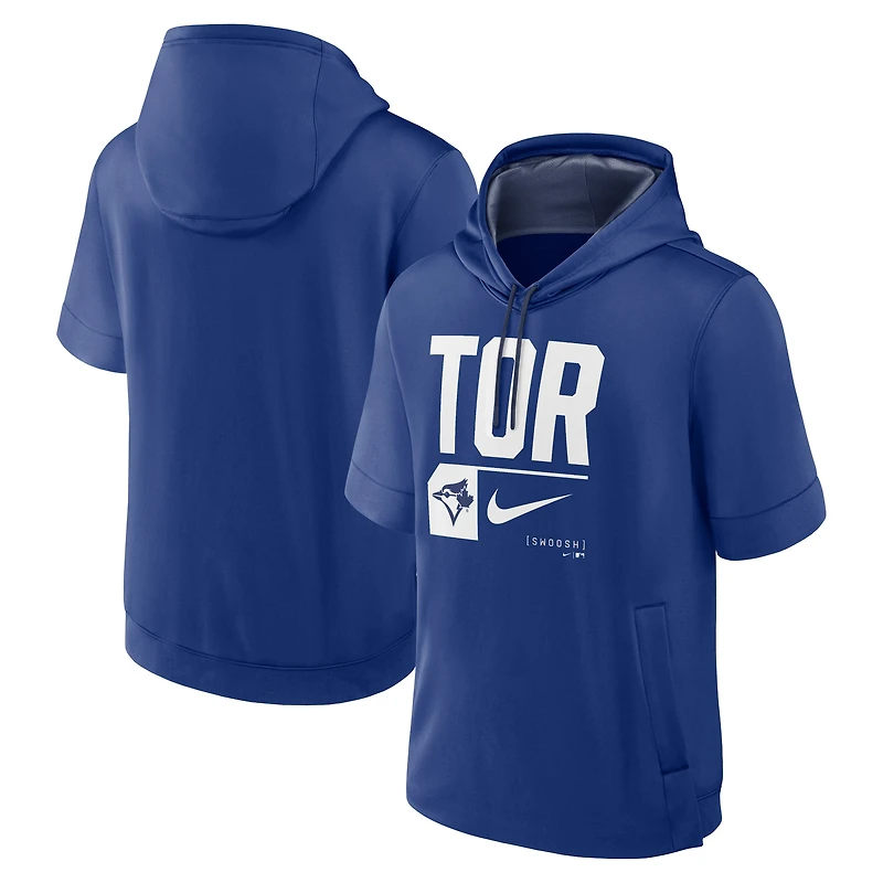 Men's Nike Royal Toronto Blue Jays Tri-Code Lockup Short Sleeve Pullover Hoodie