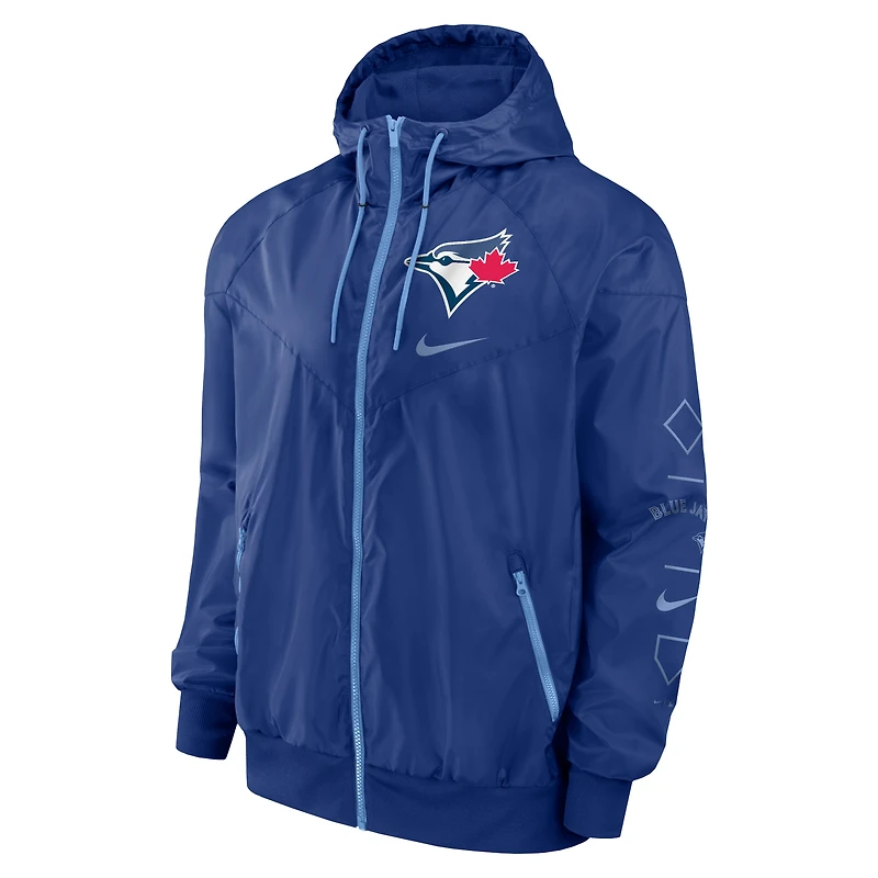 Coupe-vent à fermeture éclair intégrale Nike Royal Toronto Blue Jays Windrunner pour homme