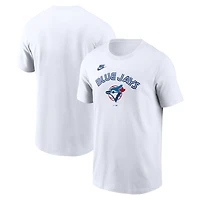 T-shirt Nike blanc pour homme, collection Cooperstown, Blue Jays de Toronto, logo