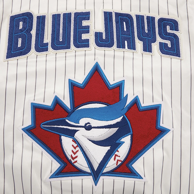 Men's Pro Standard Cream Toronto Blue Jays Cooperstown Collection Pinstripe Retro Classic Satin Full-Snap Jacket