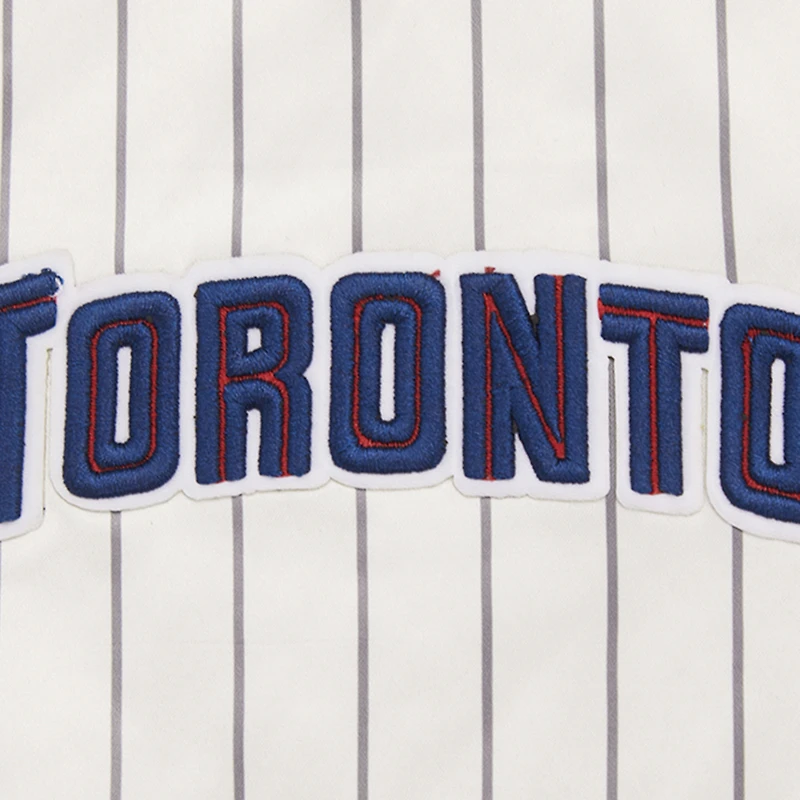 Men's Pro Standard Cream Toronto Blue Jays Cooperstown Collection Pinstripe Retro Classic Satin Full-Snap Jacket