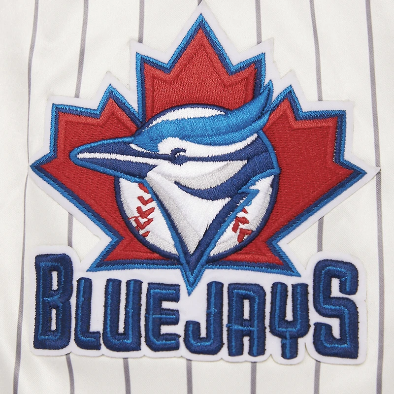 Men's Pro Standard Cream Toronto Blue Jays Cooperstown Collection Pinstripe Retro Classic Satin Full-Snap Jacket