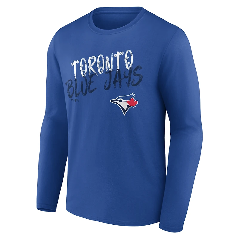 T-shirt à manches longues personnalisé avec nom et numéro des Blue Jays de Toronto pour hommes