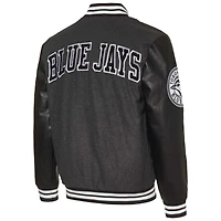 Veste universitaire boutonnée en satin pour hommes Starter noir des Blue Jays de Toronto First Rounder