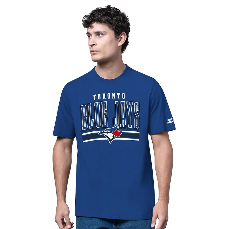 Ensemble de deux t-shirts à manches longues et courtes Starter pour hommes, gris chiné/bleu royal, Blue Jays Toronto