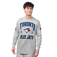 Ensemble de deux t-shirts à manches longues et courtes Starter pour hommes, gris chiné/bleu royal, Blue Jays Toronto