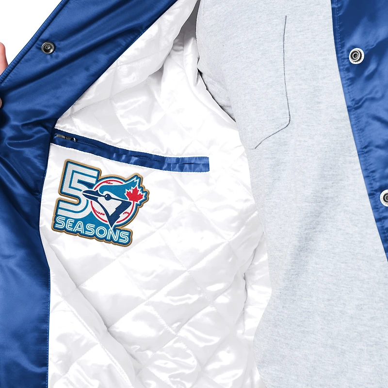 Men's Starter  Royal Toronto Blue Jays 50th Season City Dugout Varsity Full-Snap Jacket