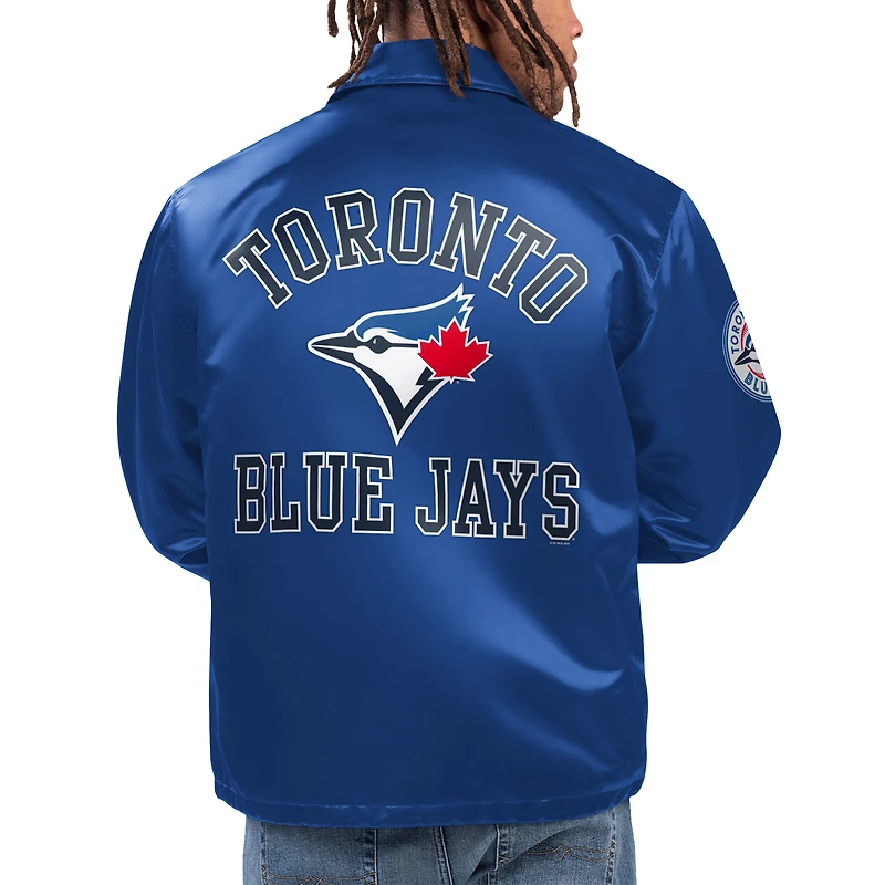 Veste d'entraîneur à bouton-pression complète Starter Royal Toronto Blue Jays Option Route pour hommes