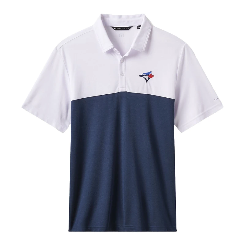 Polo tri-blend blanc/bleu marine TravisMathew pour homme, motif Home Run Leader des Blue Jays de Toronto