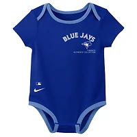 Newborn & Infant Nike Toronto Blue Jays Authentic Collection Three-Pack Bodysuit Set