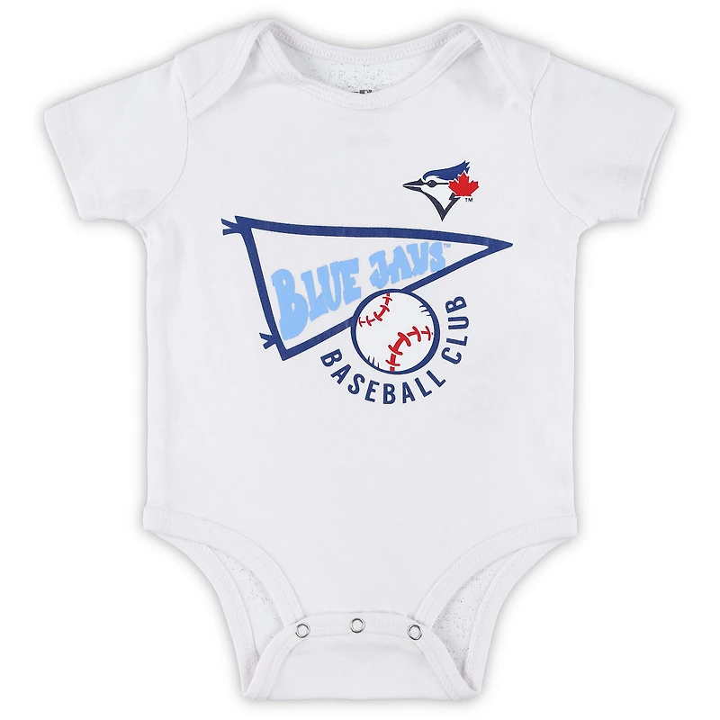 Newborn & Infant Powder Blue/White/Heather Gray Toronto Blue Jays Biggest Little Fan 3-Pack Bodysuit Set