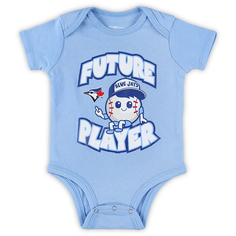 Newborn & Infant Royal/Powder Blue/White Toronto Blue Jays Minor League Player Three-Pack Bodysuit Set