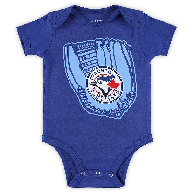 Newborn & Infant Royal/Powder Blue/White Toronto Blue Jays Minor League Player Three-Pack Bodysuit Set
