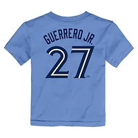 T-shirt Nike Vladimir Guerrero Jr. pour enfants d'âge préscolaire, bleu poudre, nom et numéro des Blue Jays de Toronto