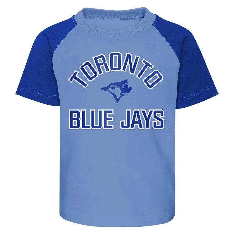 Toddler Powder Blue/Heather Gray Toronto Blue Jays Groundout Baller Raglan - T-Shirt & Shorts Set