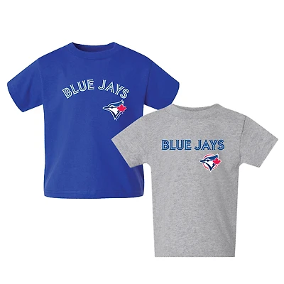 Ensemble de 2 t-shirts pour tout-petits avec logo des Blue Jays Toronto, bleu roi et gris
