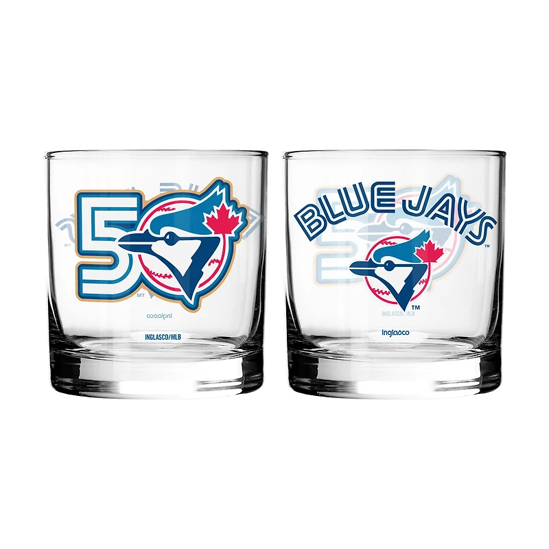 Ensemble de deux verres à whisky de 295 ml (10 oz) commémorant la 50e saison des Blue Jays de Toronto