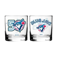 Ensemble de deux verres à whisky de 295 ml (10 oz) commémorant la 50e saison des Blue Jays de Toronto